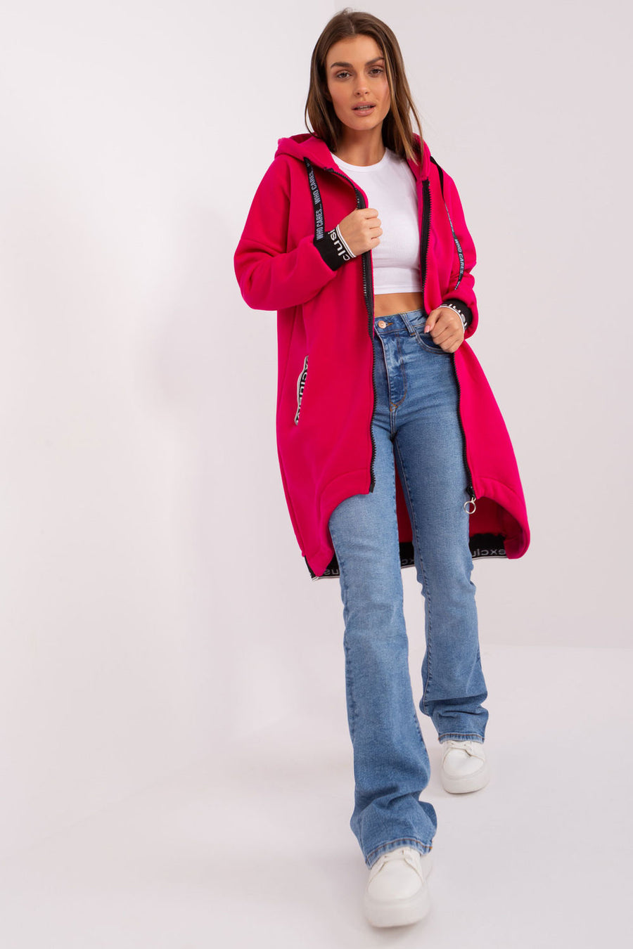 Relevance Fuchsia Hooded Zip Up Sweatshirt