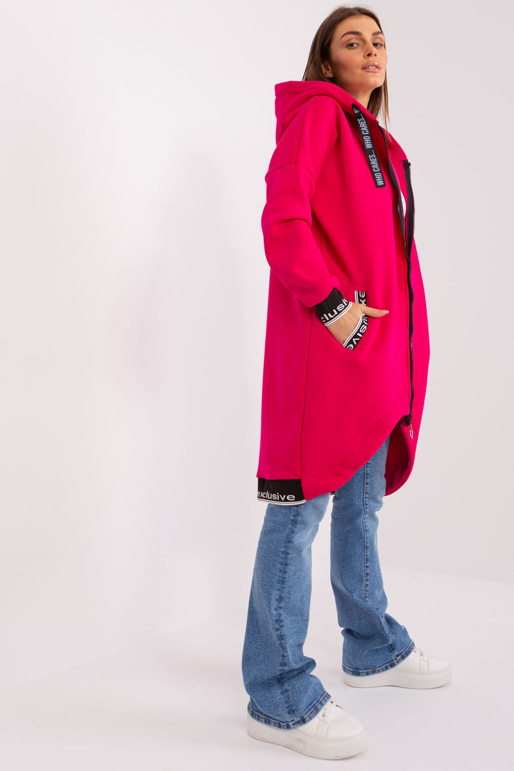 Relevance Fuchsia Hooded Zip Up Sweatshirt - view 2