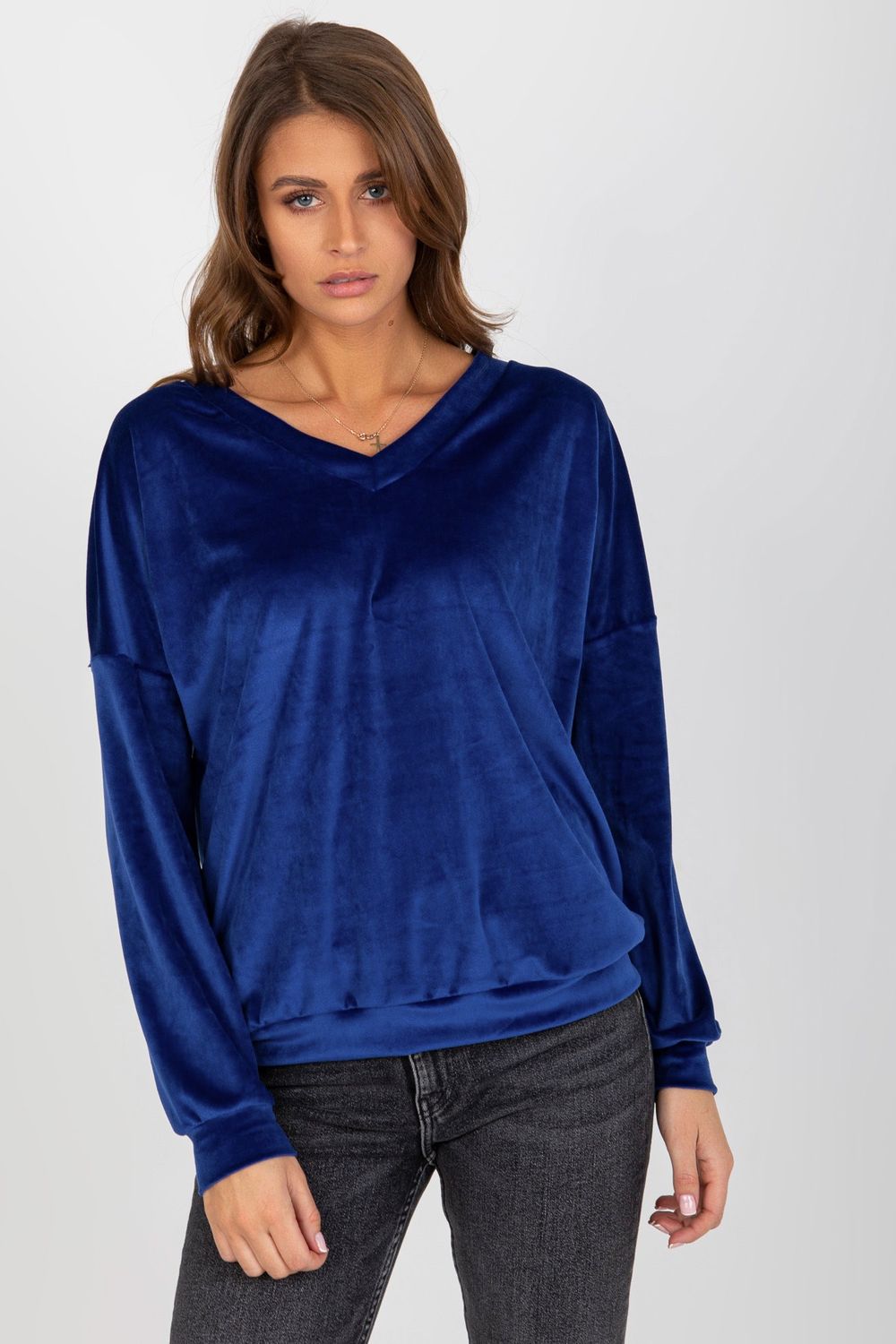 Relevance Cobalt Blue Velvet Long Sleeve Sweatshirt