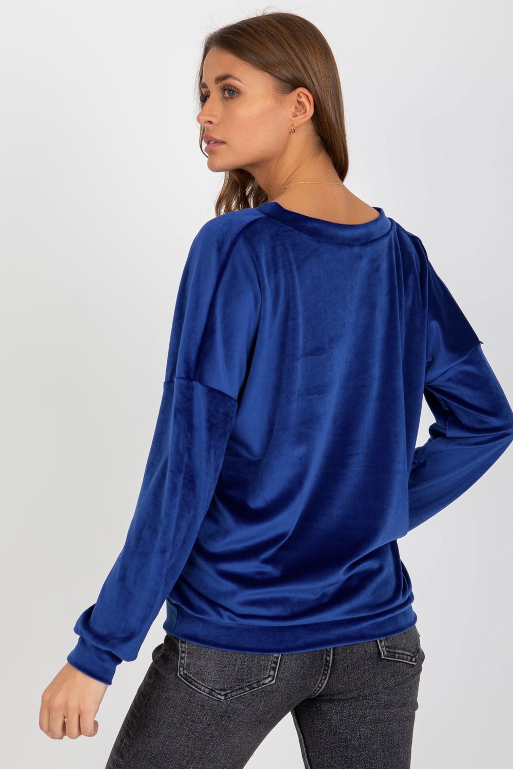 Relevance Cobalt Blue Velvet Long Sleeve Sweatshirt - view 3