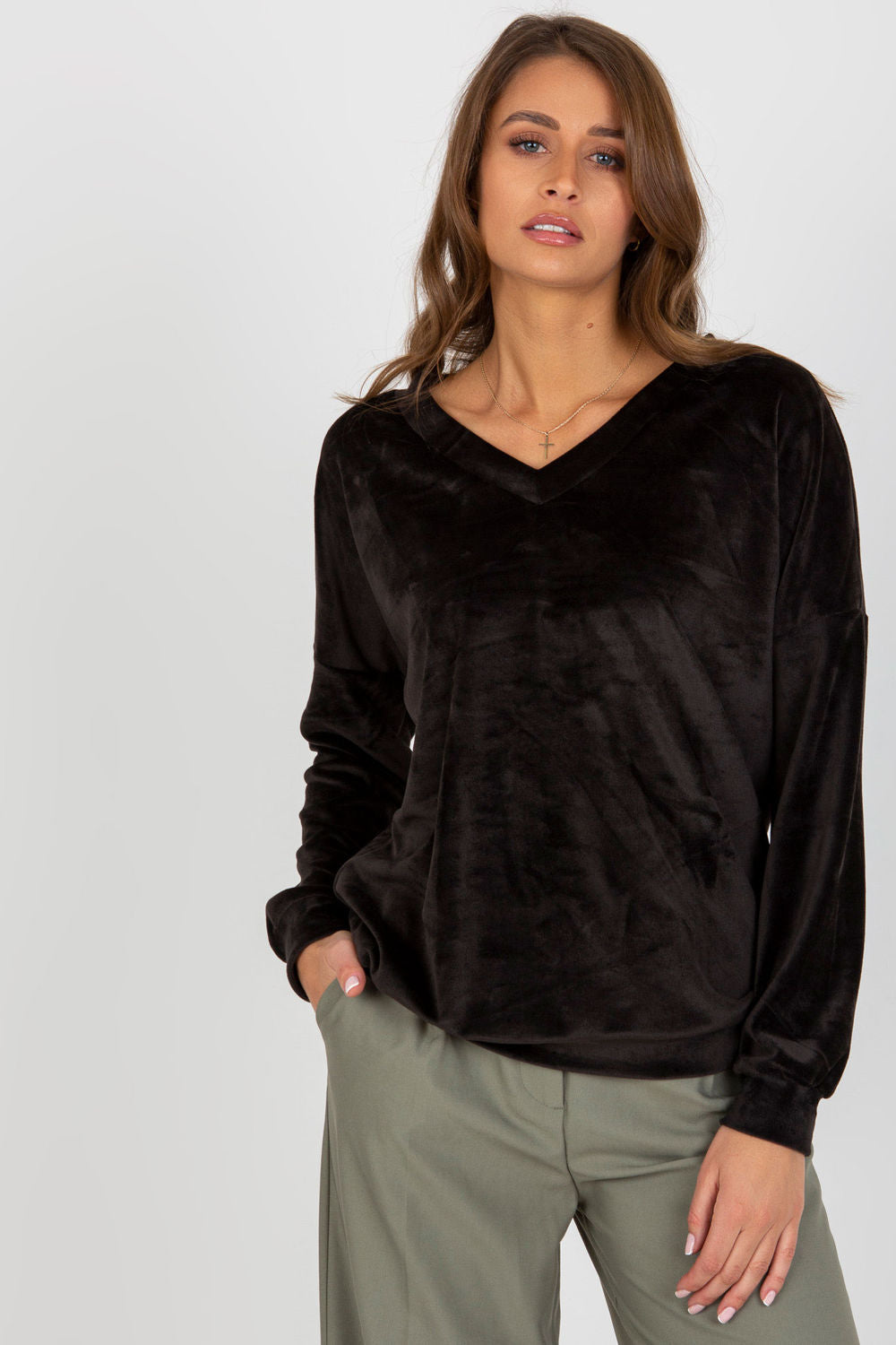 Relevance Black Velvet Long Sleeve Sweatshirt