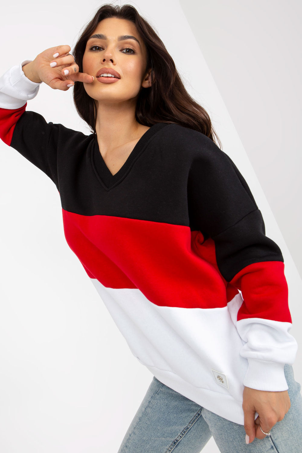 Relevance Red V-Neck Long Sleeve Sweatshirt - view 4