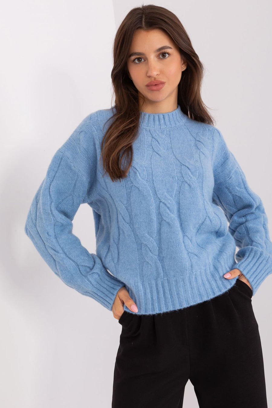 AT Light Blue Round Neck Long Sleeve Jumper