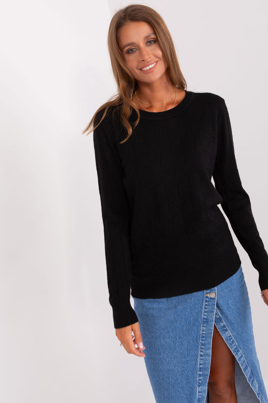 AT Black Long Sleeve Cotton Jumper