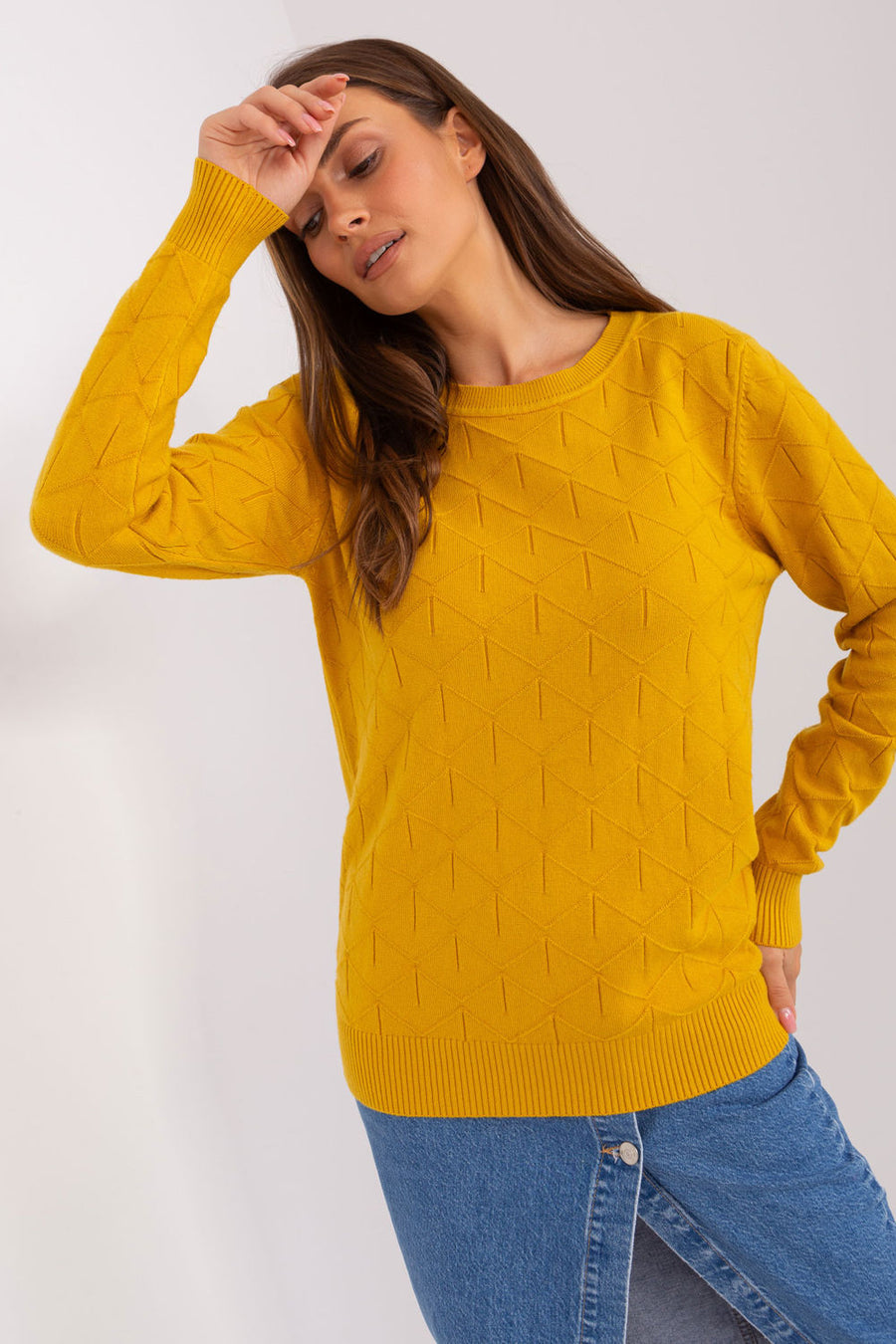 AT Dark Yellow Long Sleeve Cotton Jumper