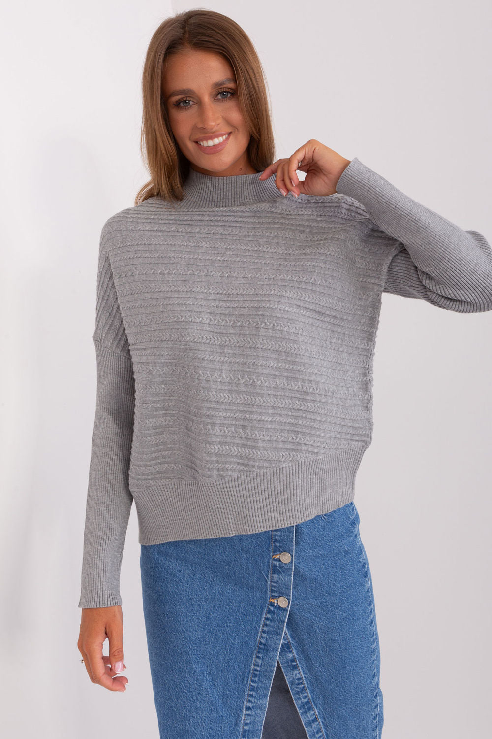 AT Grey Roll Neck Long Sleeve Jumper