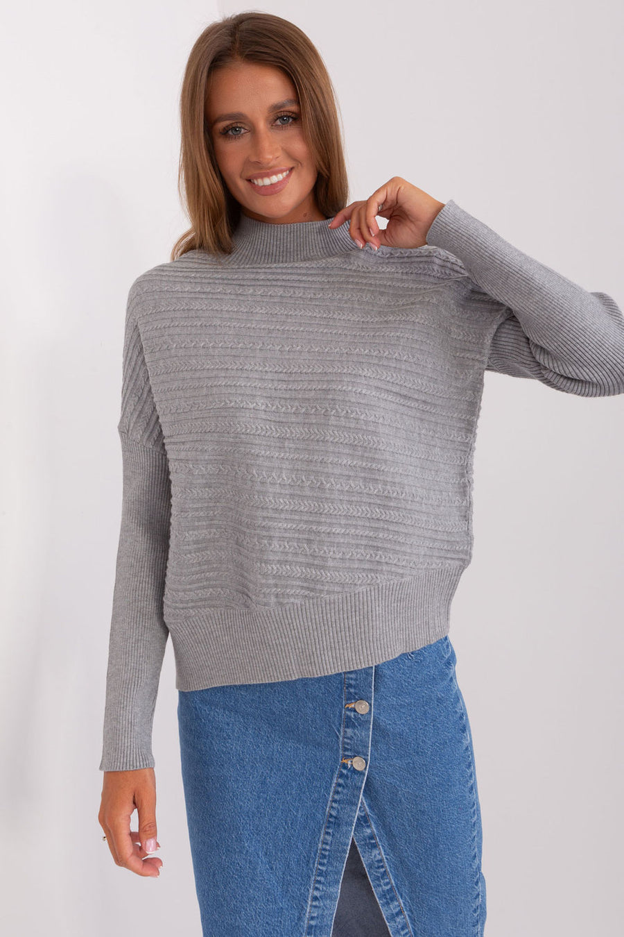 AT Grey Roll Neck Long Sleeve Jumper