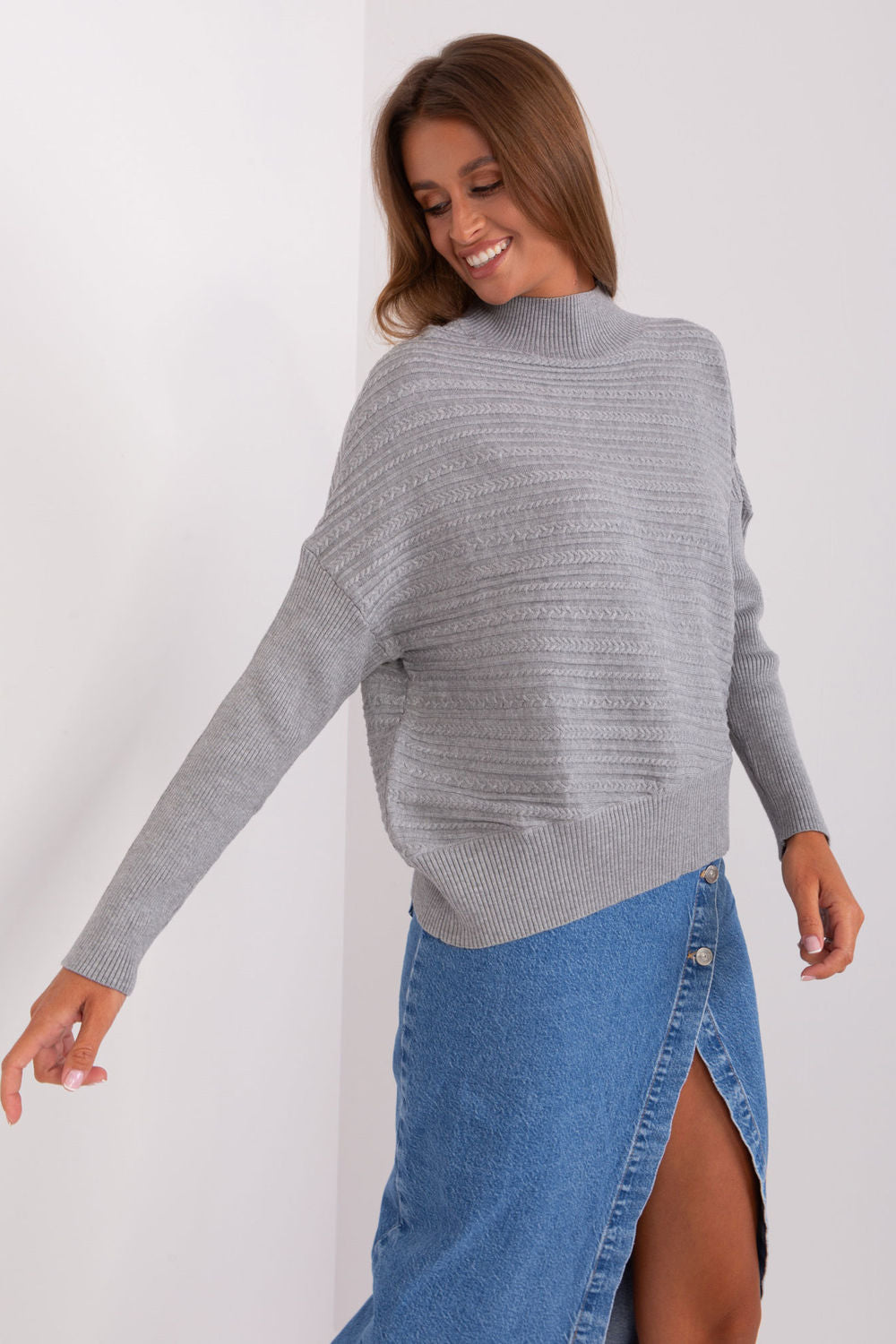 AT Grey Roll Neck Long Sleeve Jumper - view 4