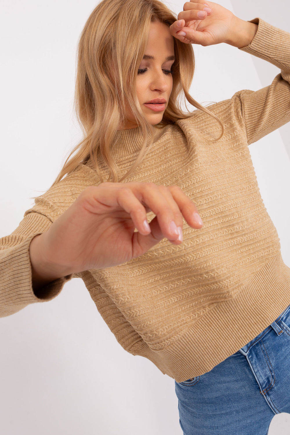 AT Camel Roll Neck Long Sleeve Jumper