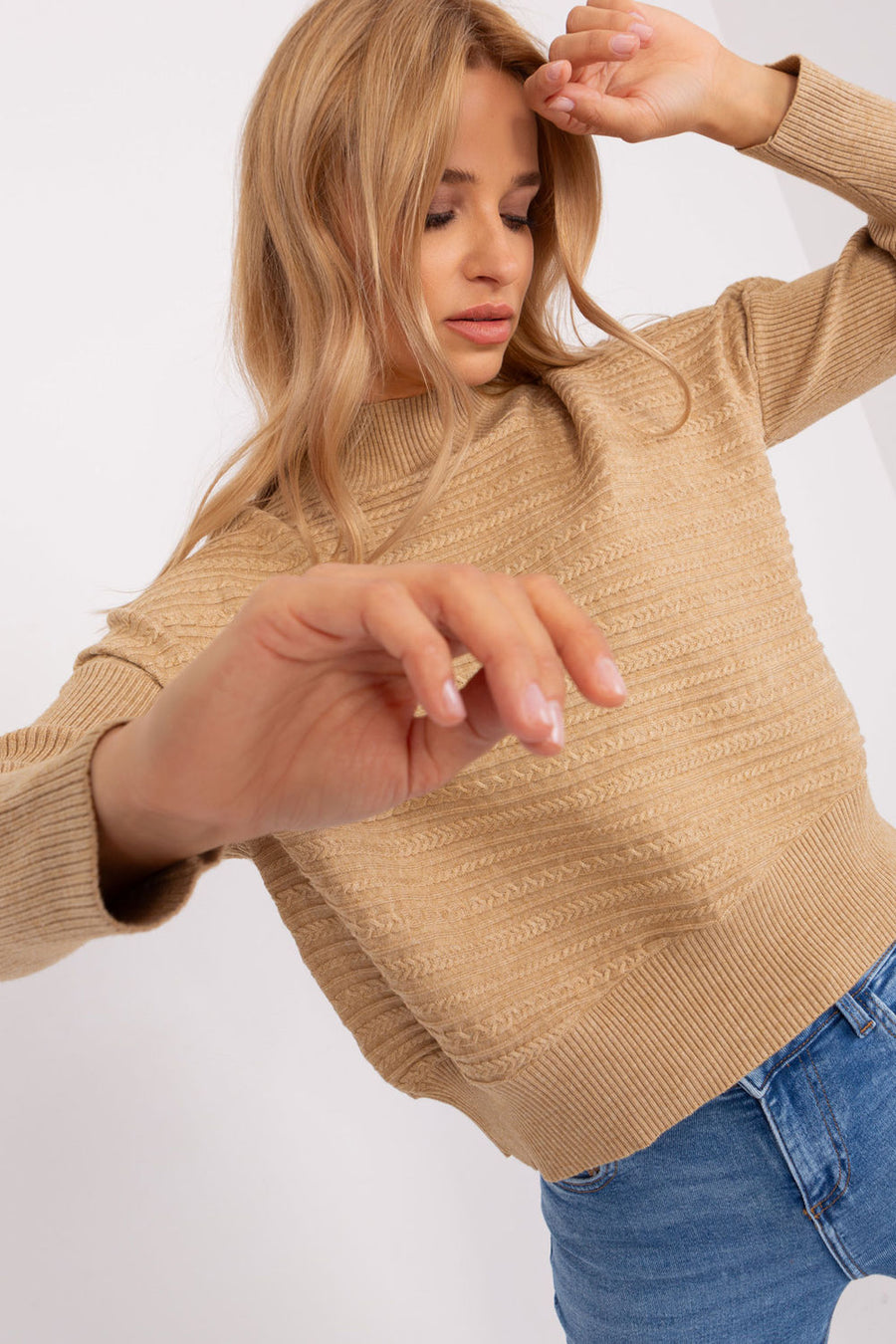 AT Camel Roll Neck Long Sleeve Jumper