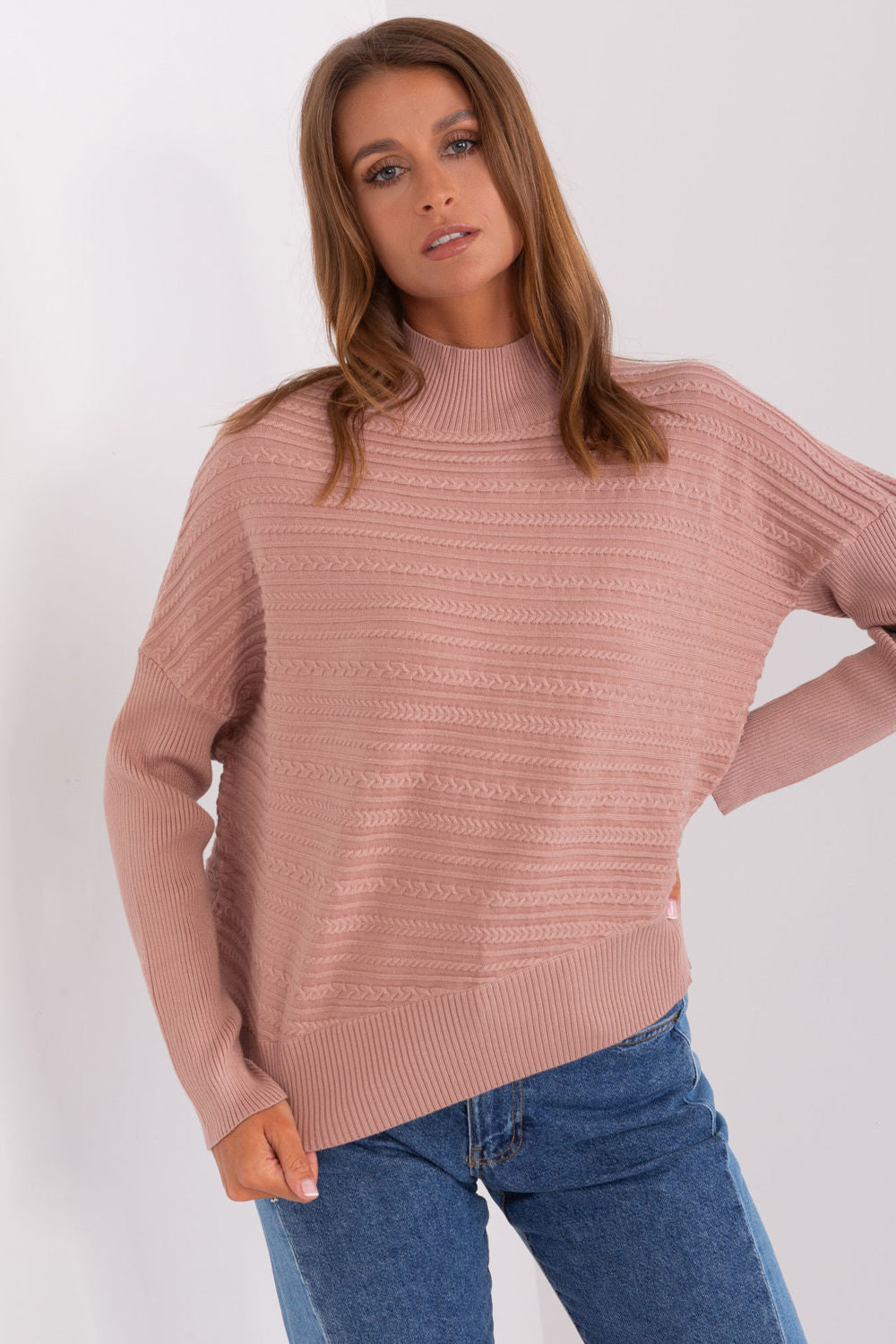 AT Dark Pink Roll Neck Long Sleeve Jumper