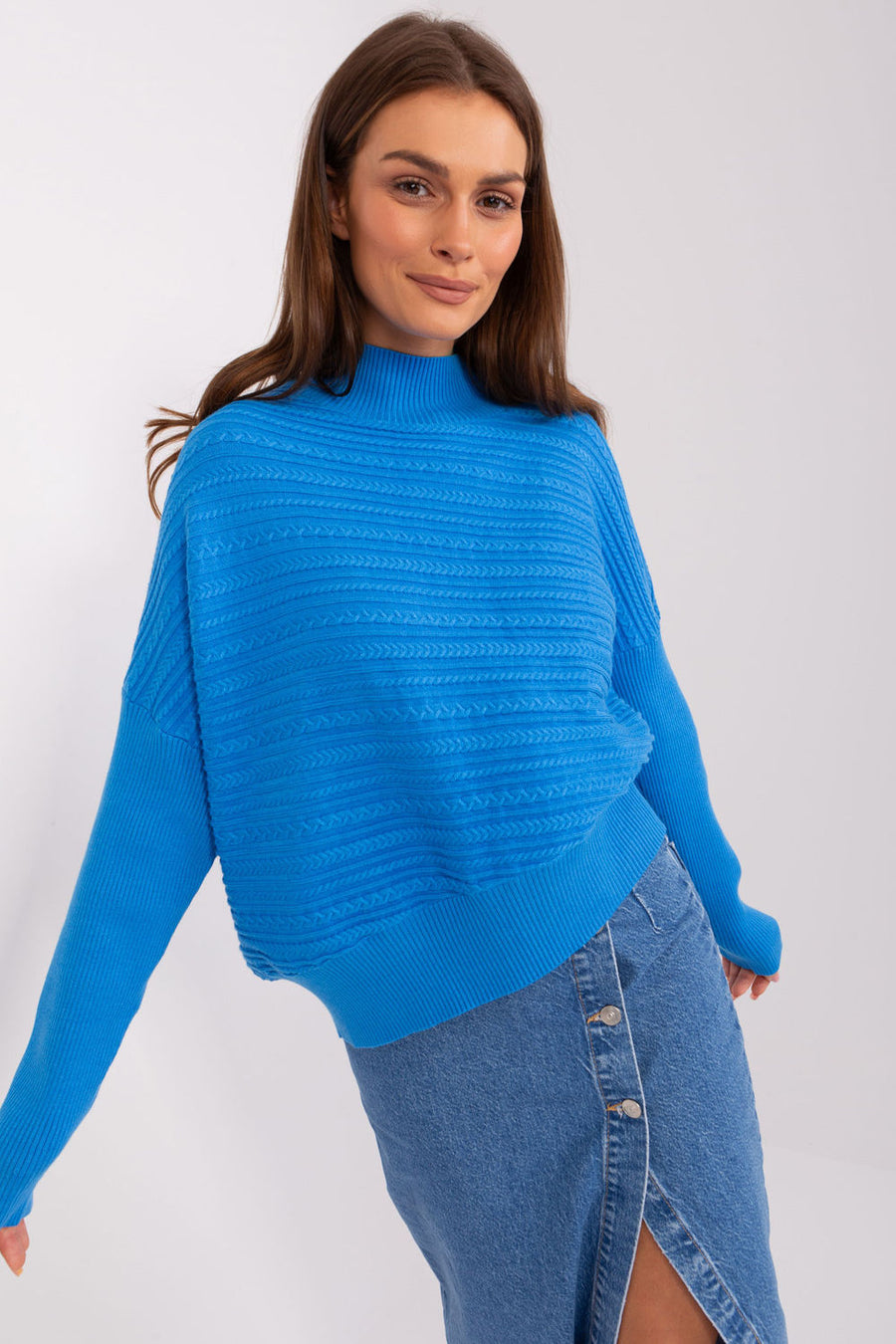 AT Blue Polyester Long Sleeve Jumper