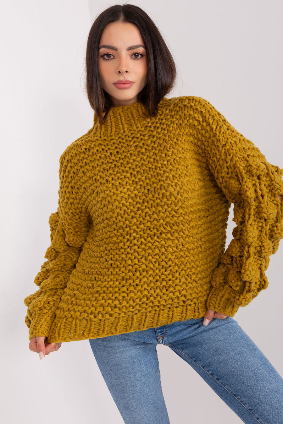 AT Olive Puff Sleeve Jumper