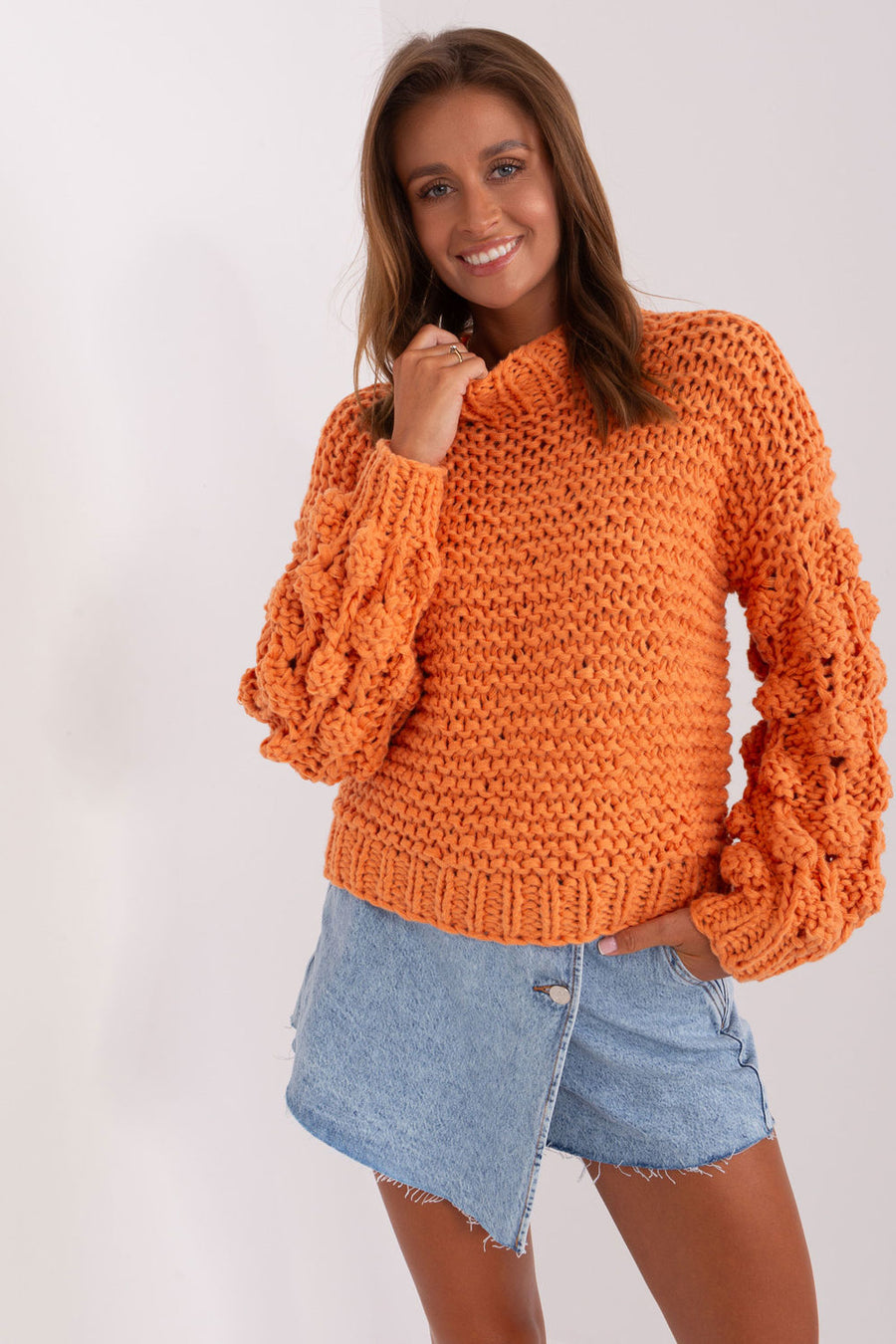 AT Orange Puff Sleeve Jumper
