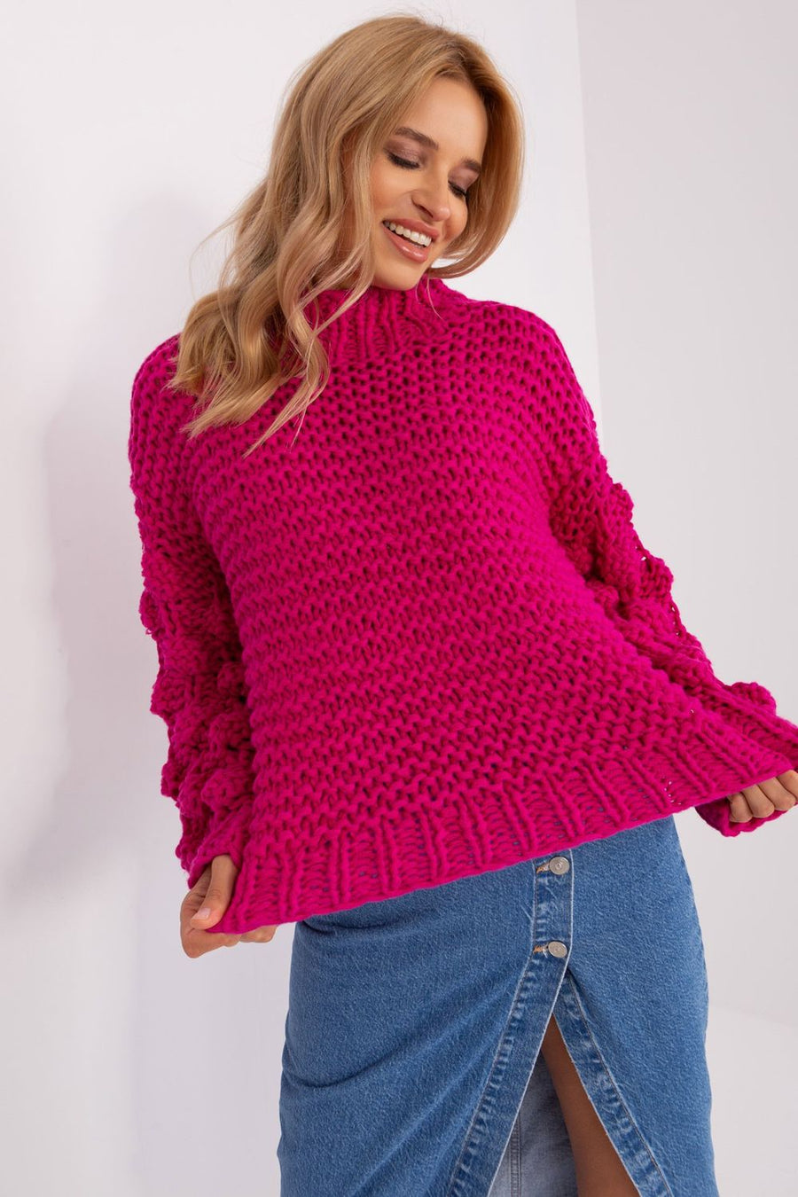 AT Fuchsia Puff Sleeve Jumper
