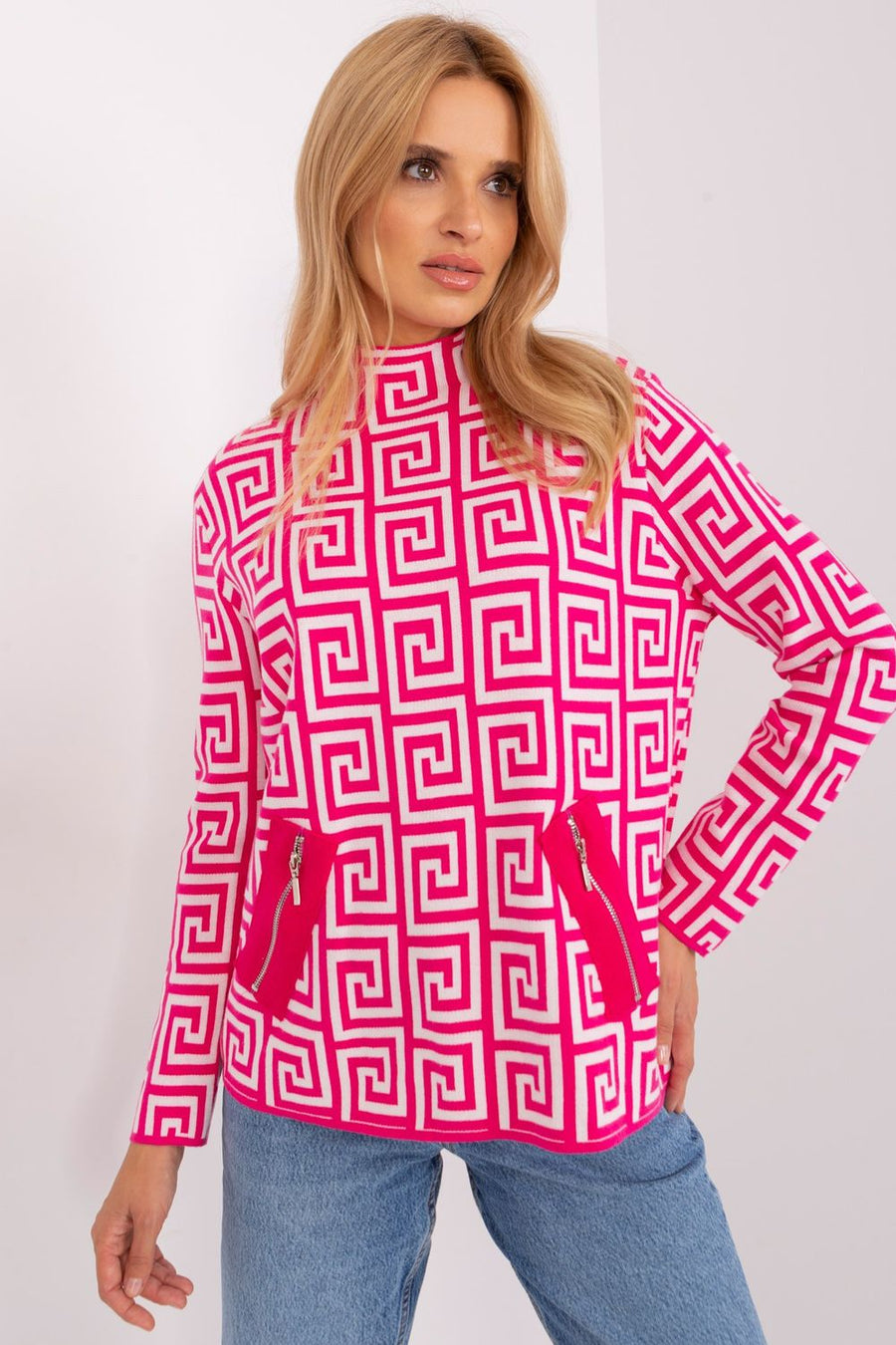 AT Fuchsia Viscose Long Sleeve Jumper
