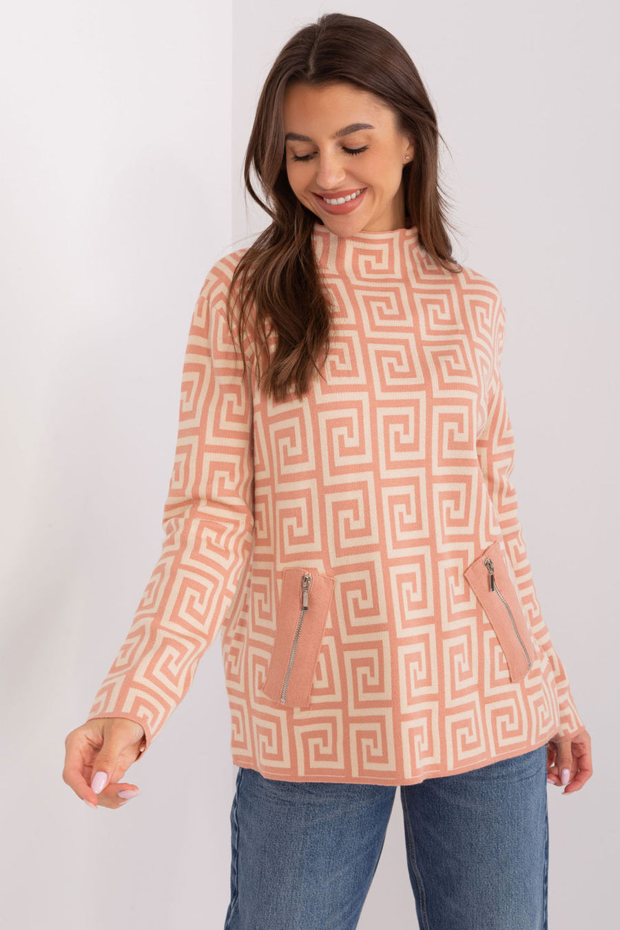 AT Peach Viscose Long Sleeve Jumper