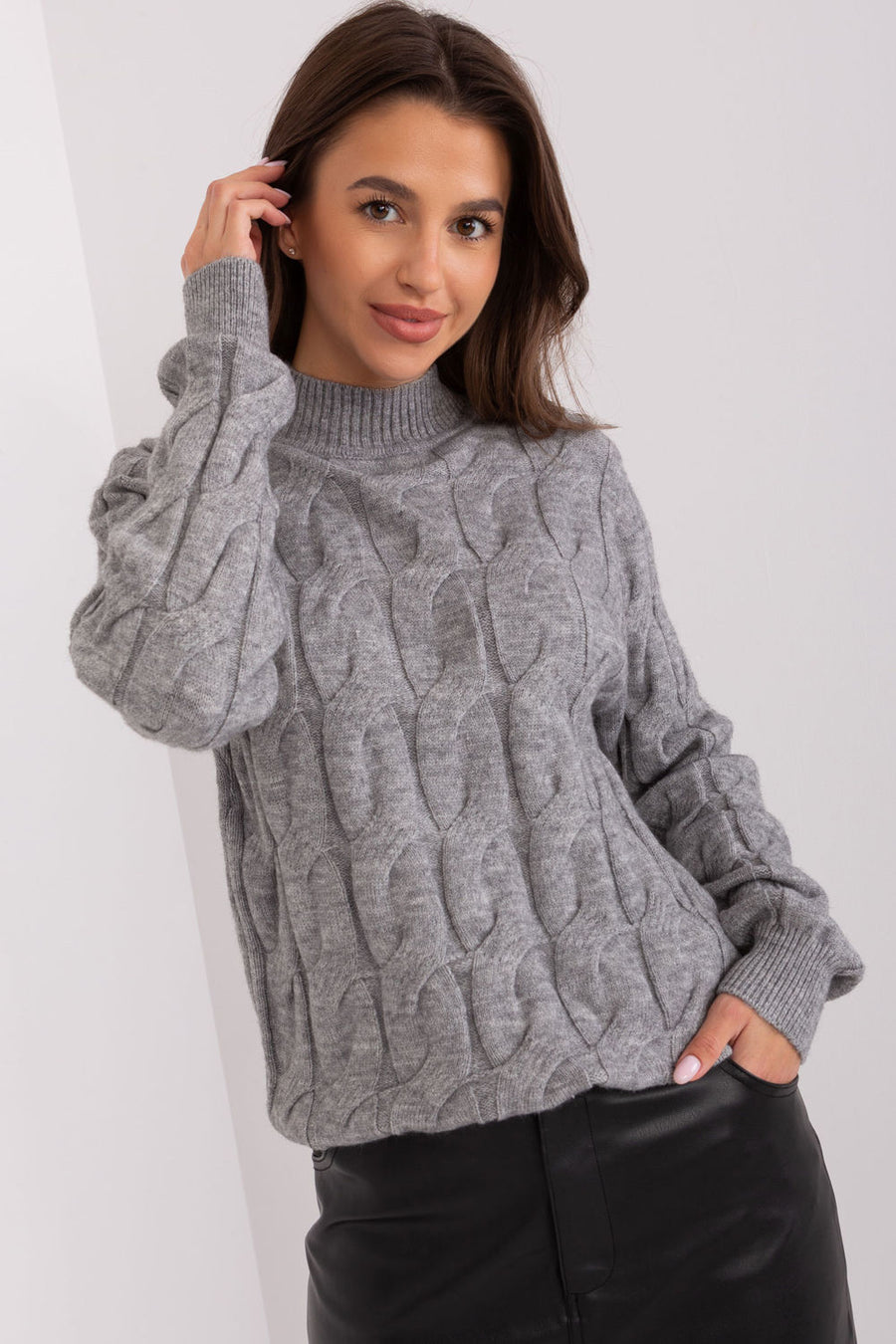 AT Dark Grey Roll Neck Long Sleeve Jumper