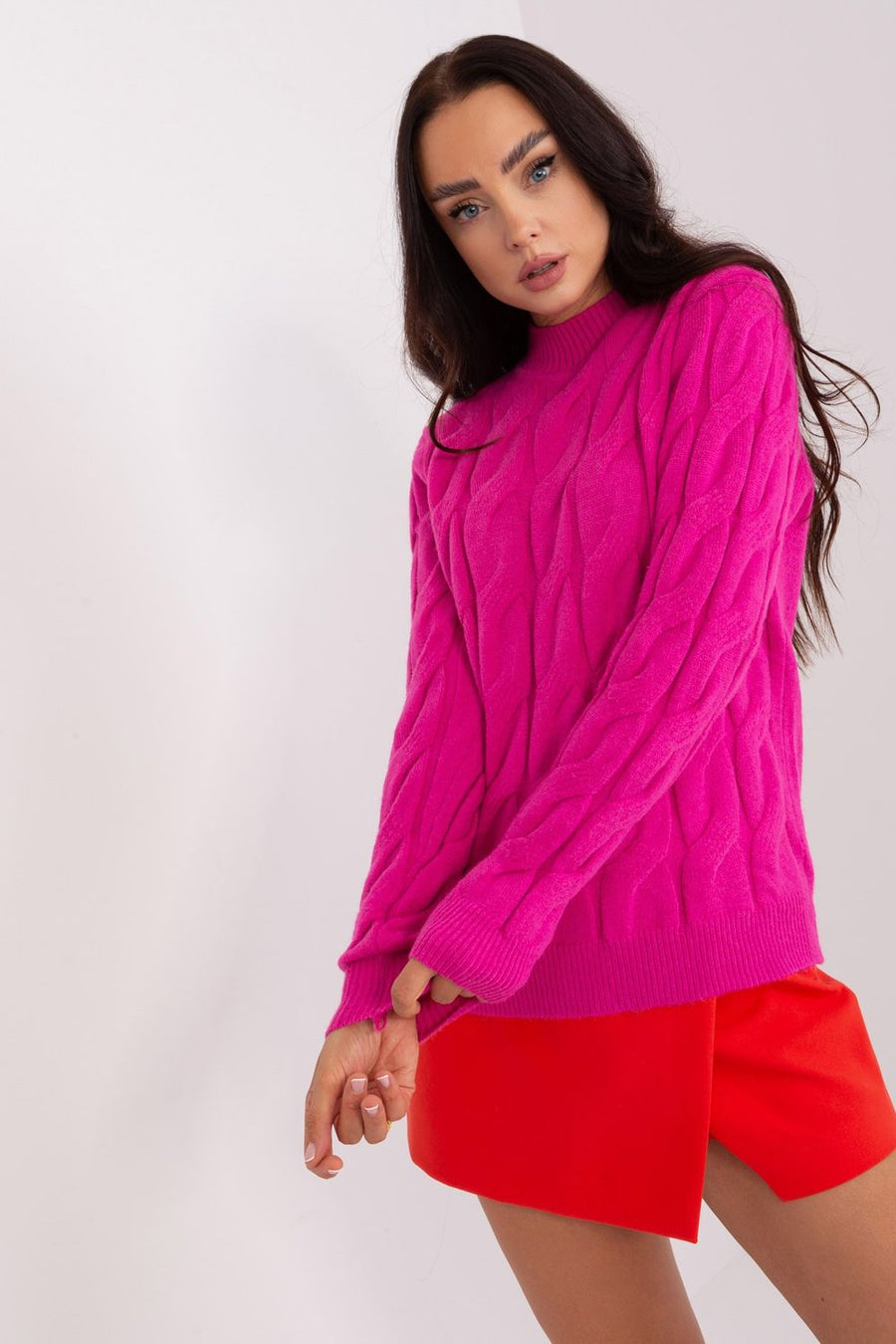 AT Fuchsia Roll Neck Long Sleeve Jumper