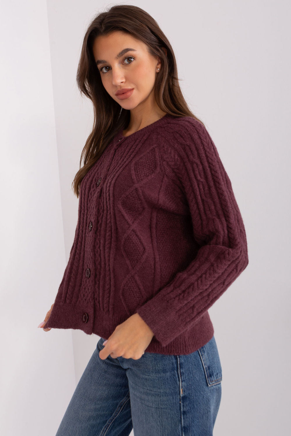 AT Dark Violet Cardigan - view 2