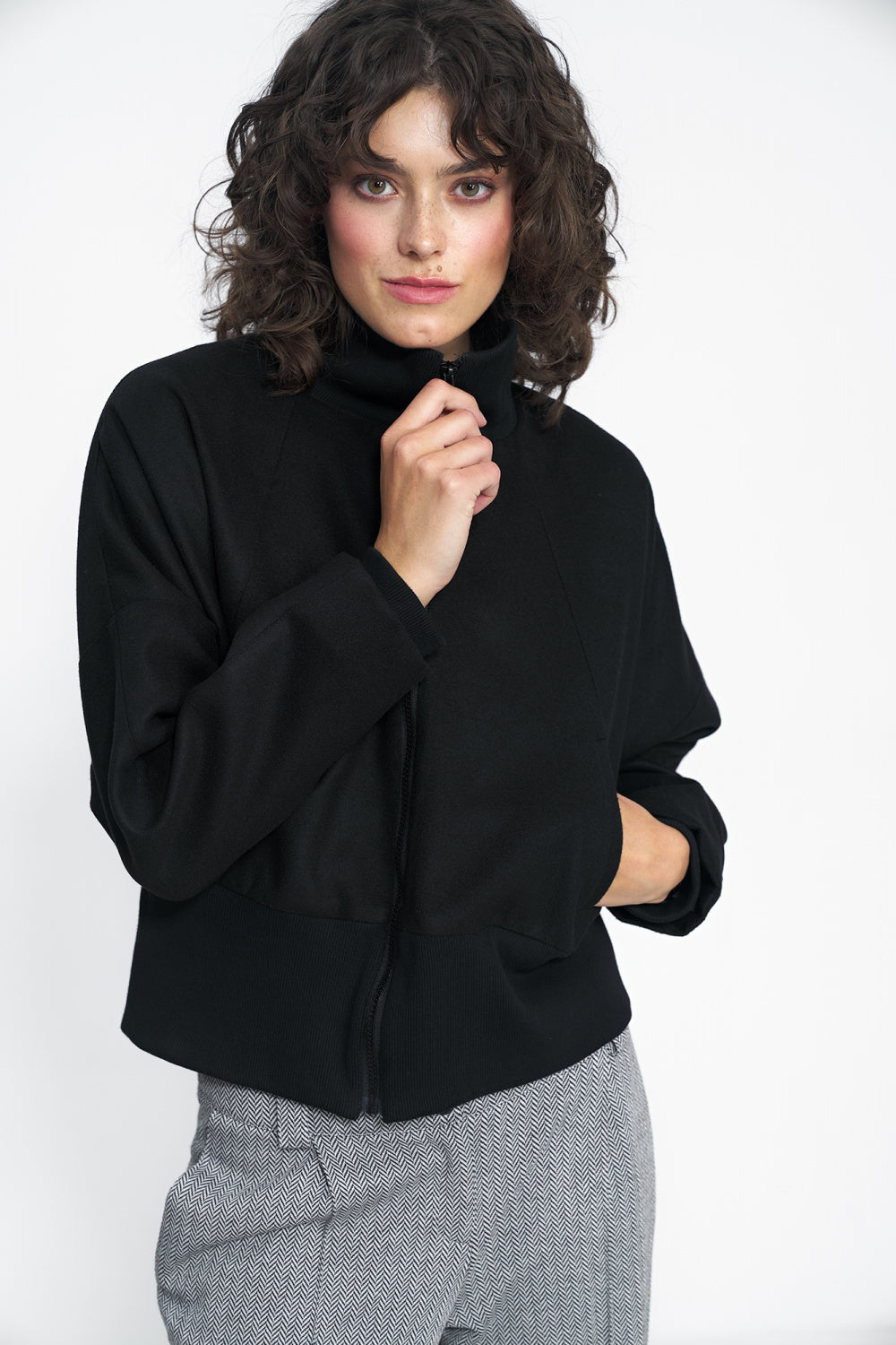 Nife Black Straight High Waisted Jacket - view 2