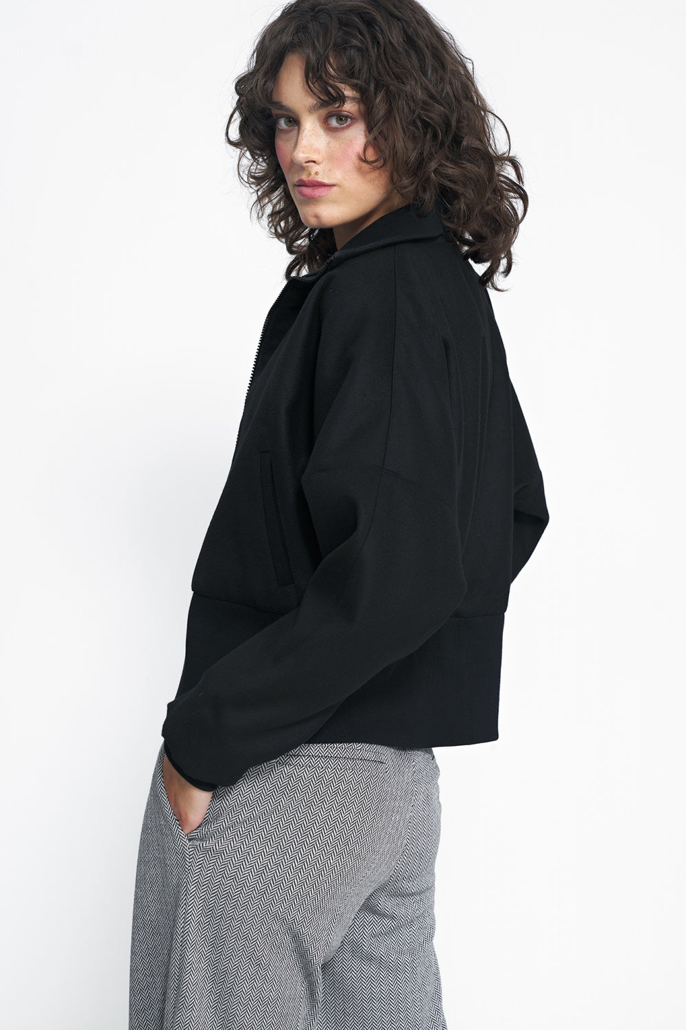 Nife Black Straight High Waisted Jacket - view 4