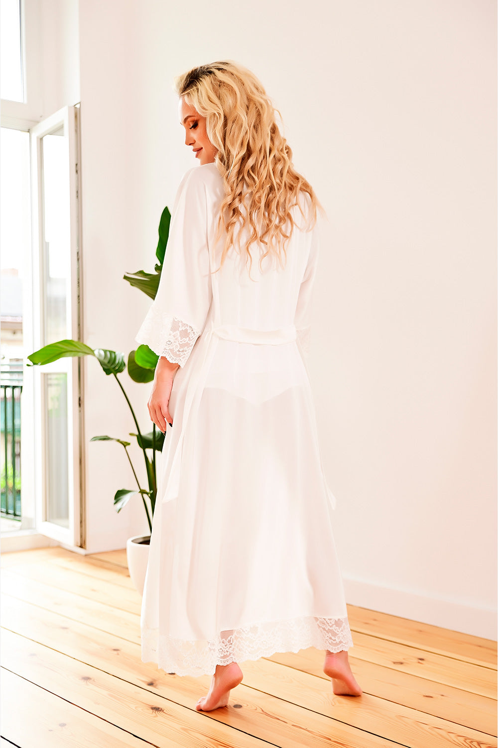 Kalimo Sumatra Ecru Lace Long Dressing Gown - view 3
