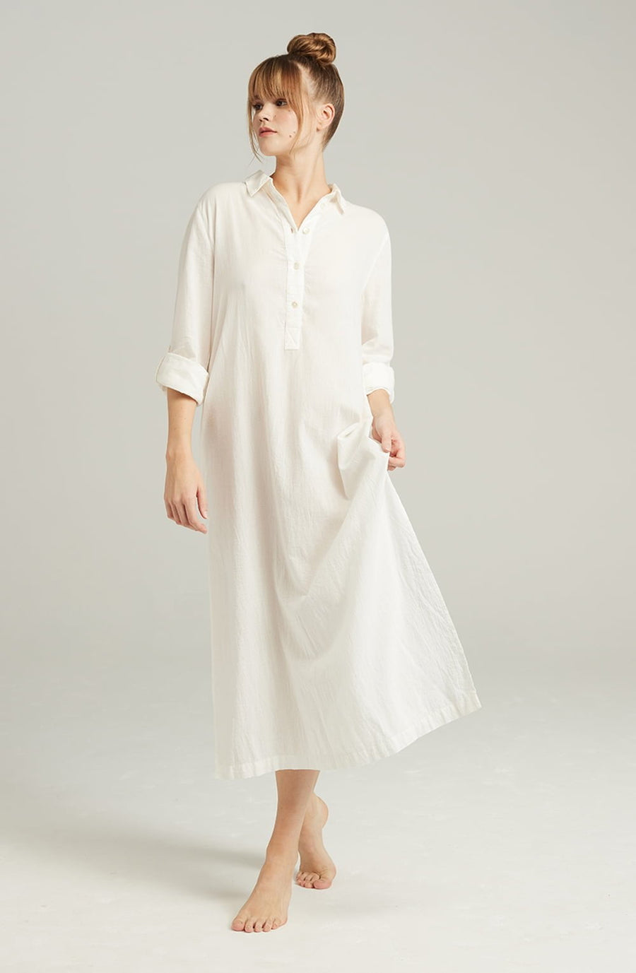 Nudea Shirt Organic White Cotton Maxi Nightdress