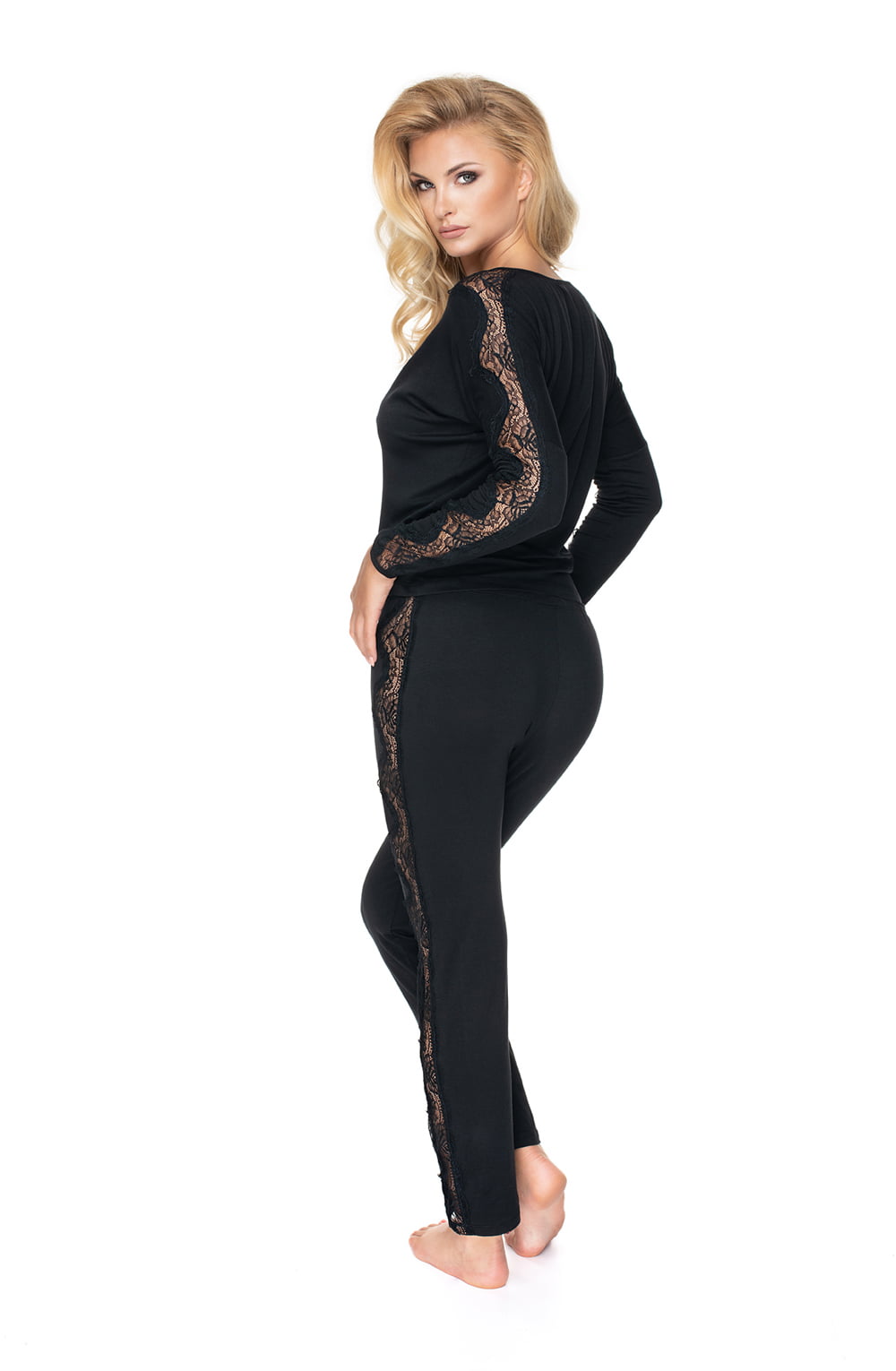 Irall Pandora Black Lace Long Sleeve Pyjamas - view 2