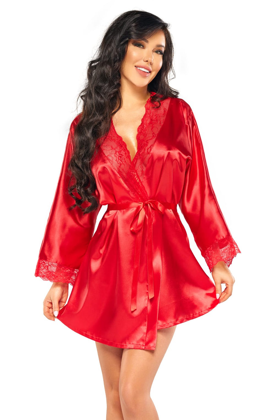 Beauty Night Sherie Red Satin Peignoir