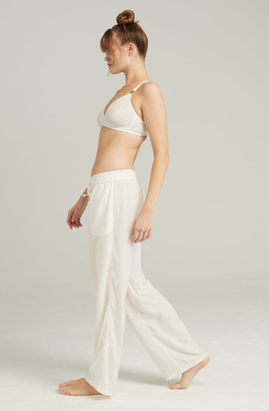 Nudea Trouser Organic White Cotton Midi Pyjamas