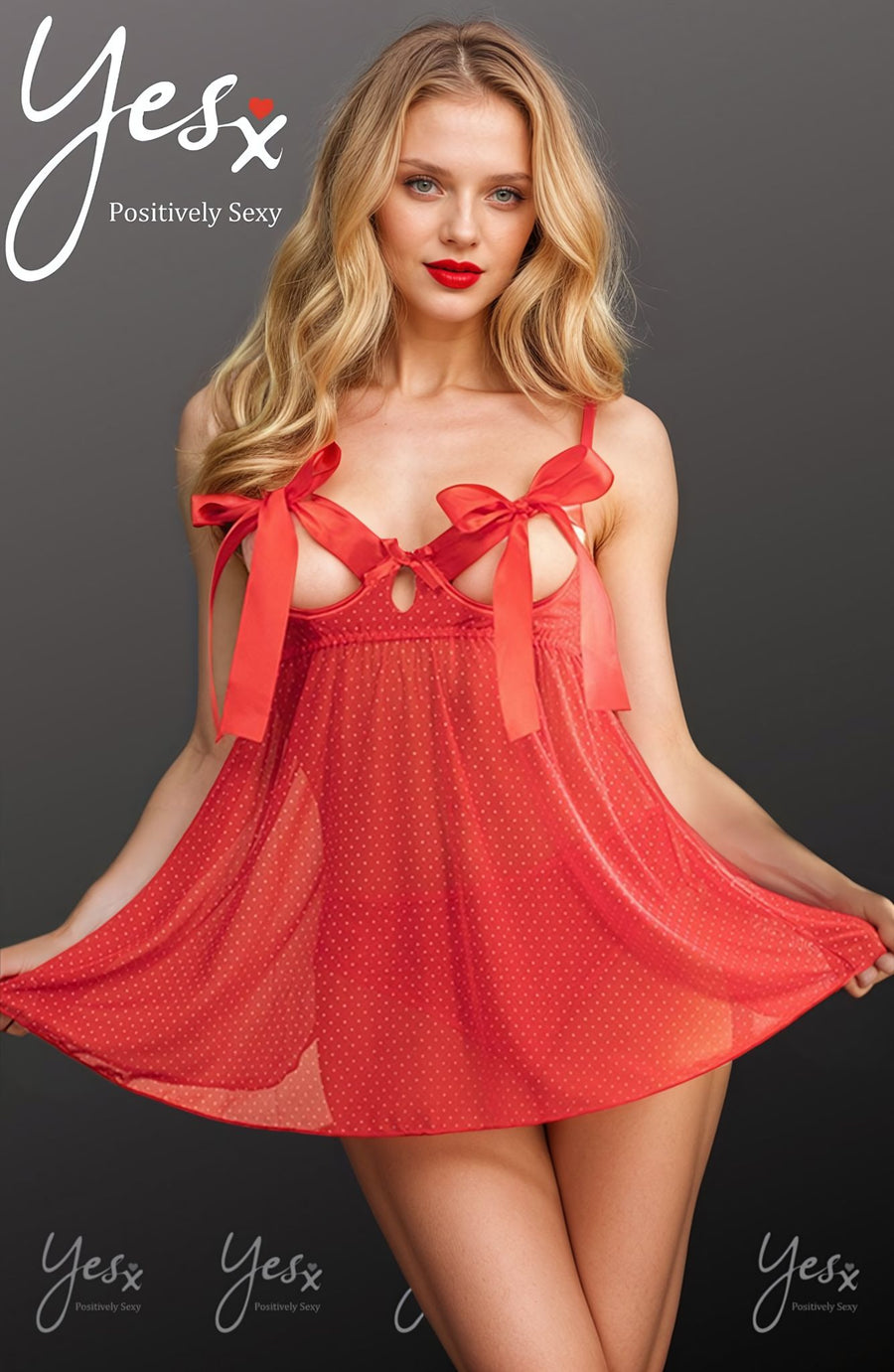 YesX Red Polka Dot Babydoll