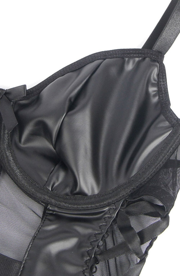 YesX YX890 Black Faux Leather Look & Mesh