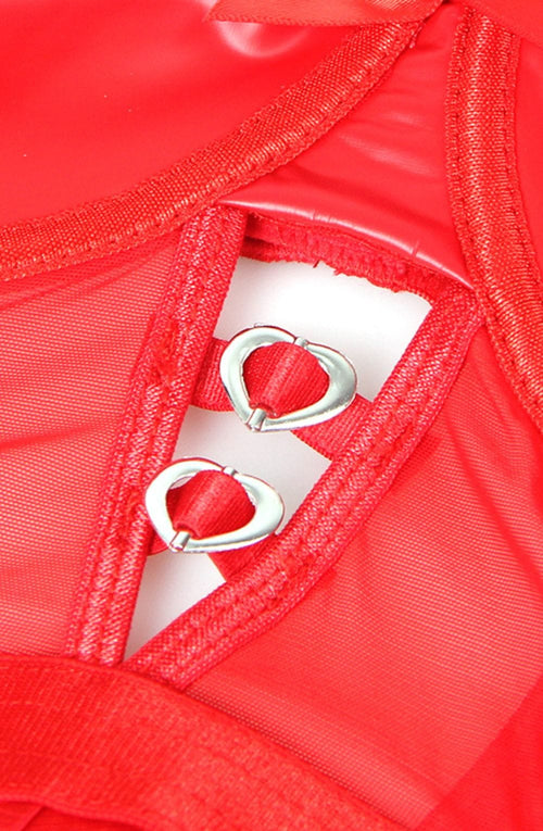 YesX YX891 Red Faux Leather Look & Mesh