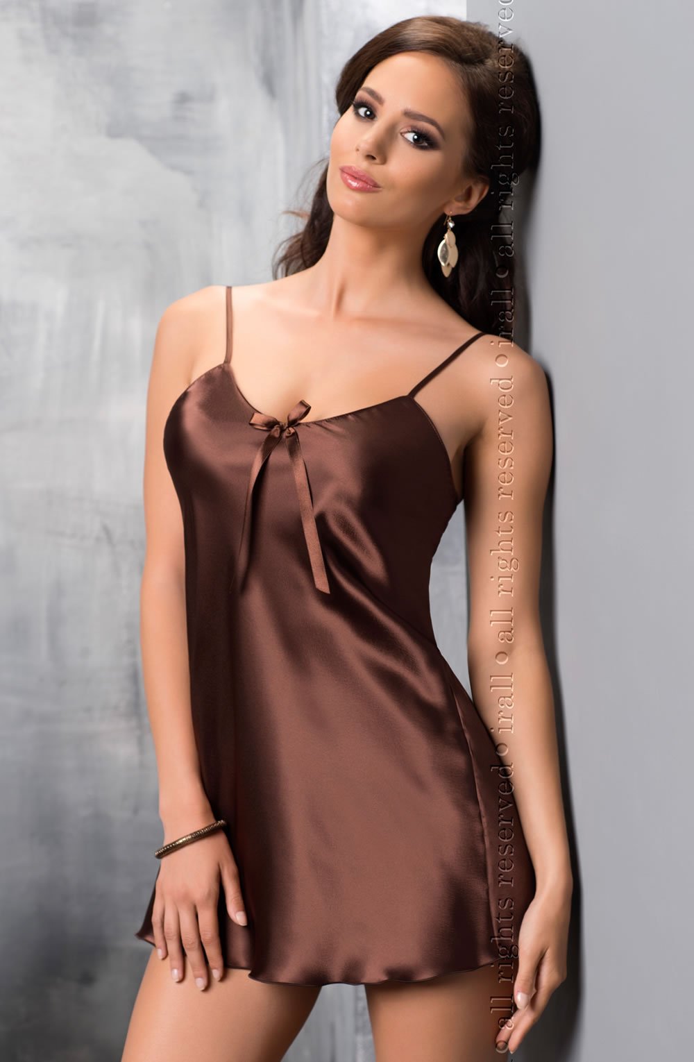 Irall Aria Chocolate Satin Nightdress - view 3