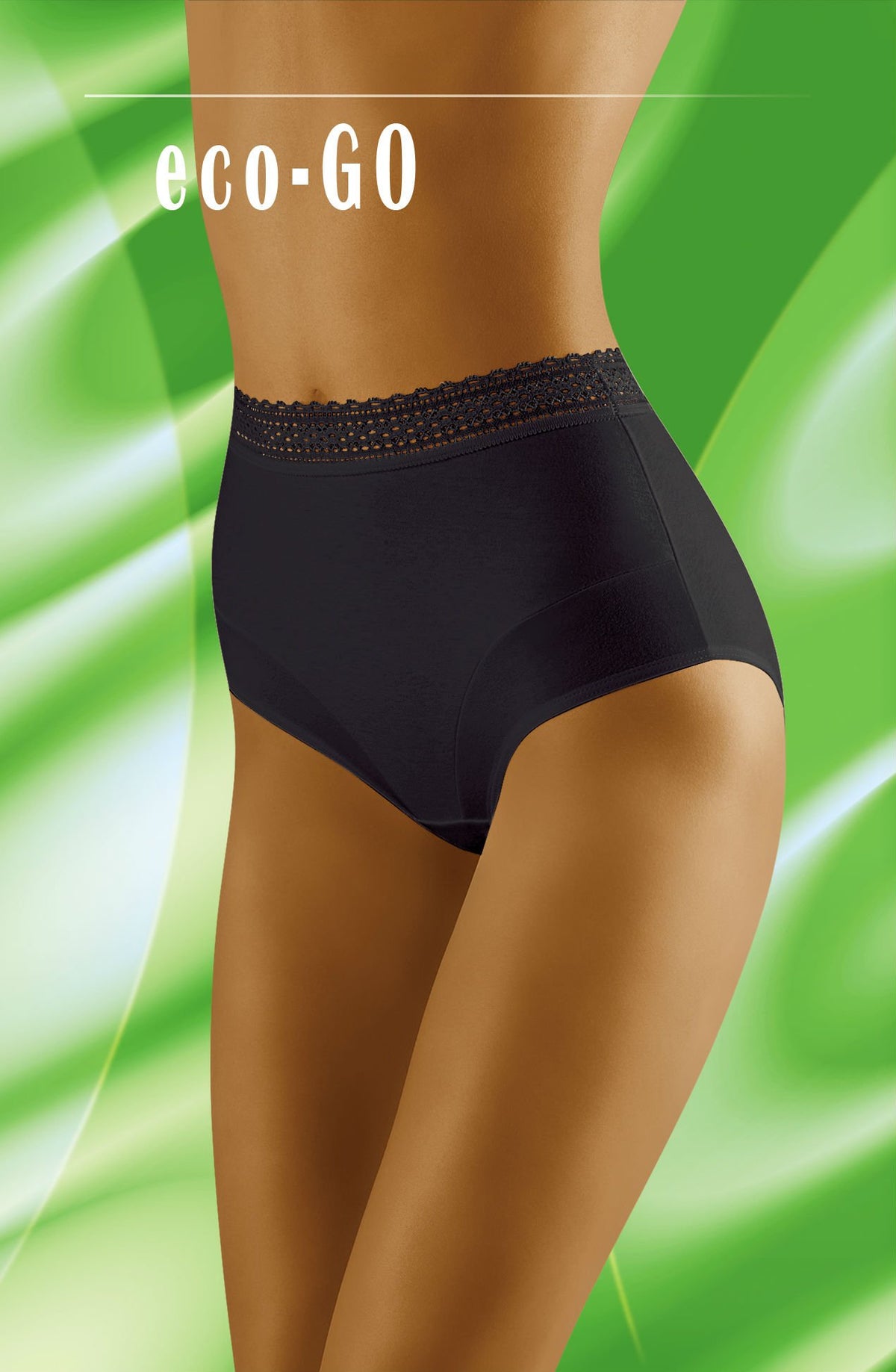 Wolbar Eco-Go Black Lace High Waisted Briefs