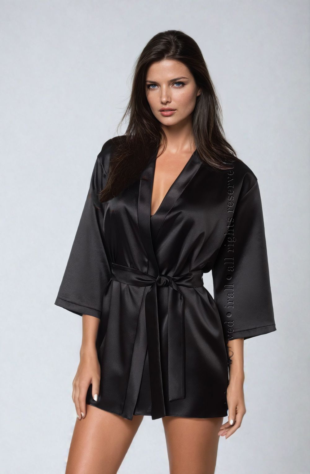 Irall Aria Black Satin Dressing Gown - view 2