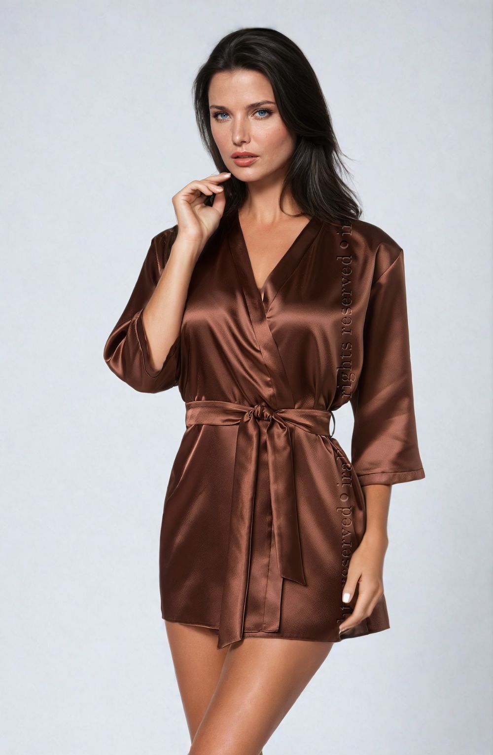 Irall Aria Chocolate Satin Dressing Gown - view 2