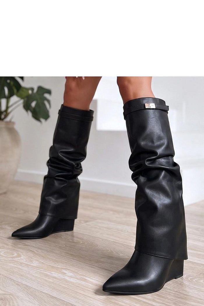 Black slouch knee boots
