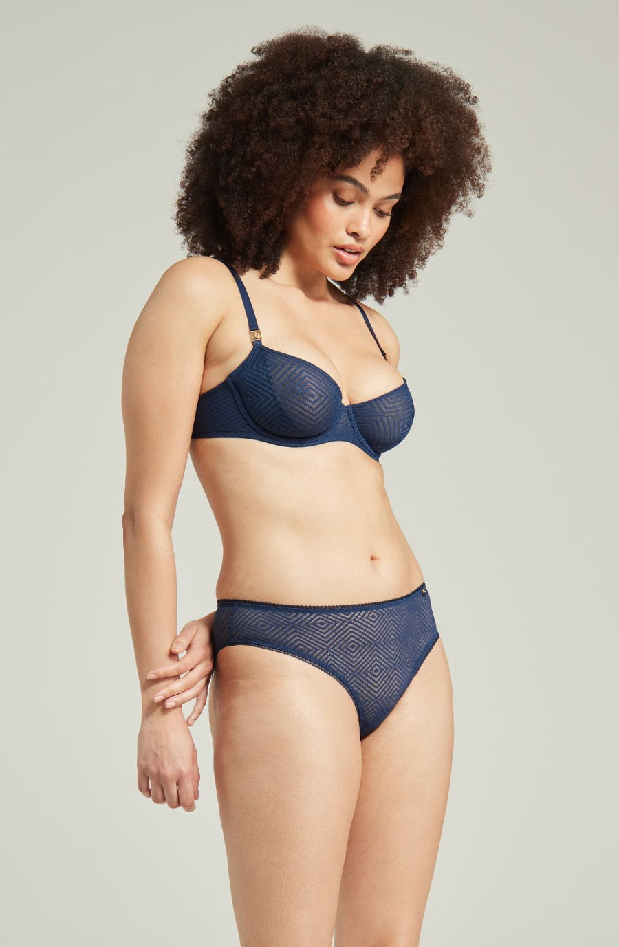 Nudea Deco Lift Navy Lace Balcony Bra