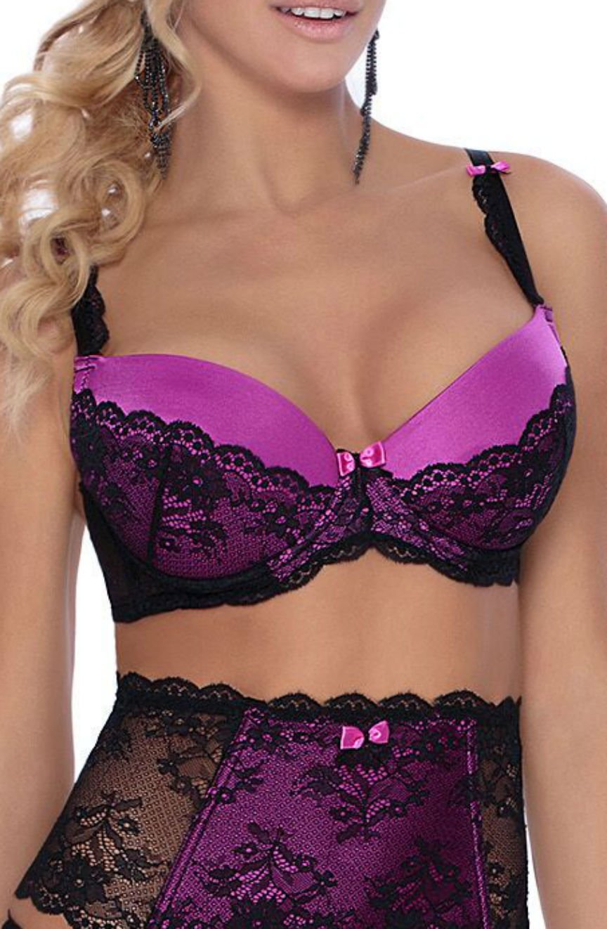Roza Fifi Black Lace Suspender Push Up Bra - view 2
