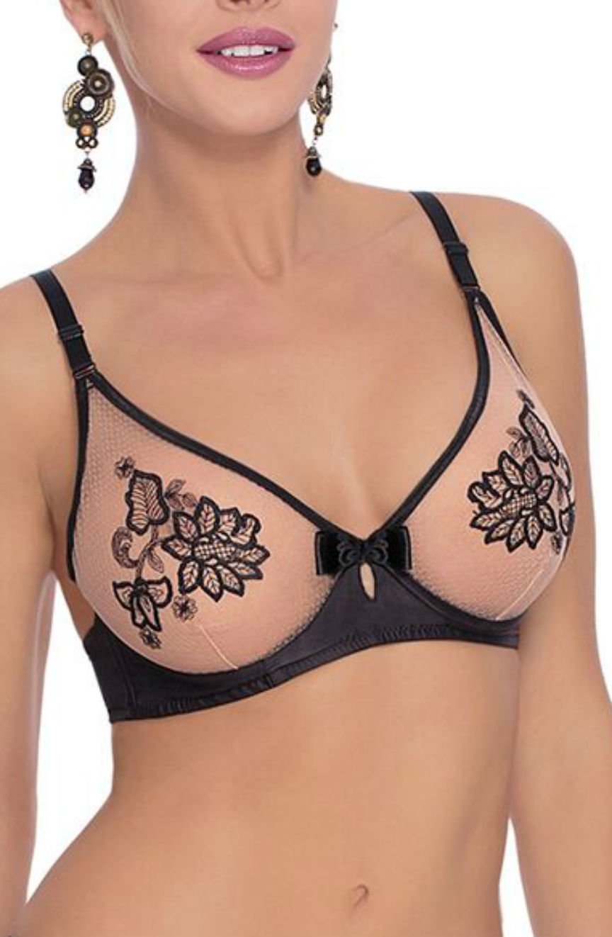 Roza Mehendi Black Push-Up Suspender Soft Cup Bra - view 2