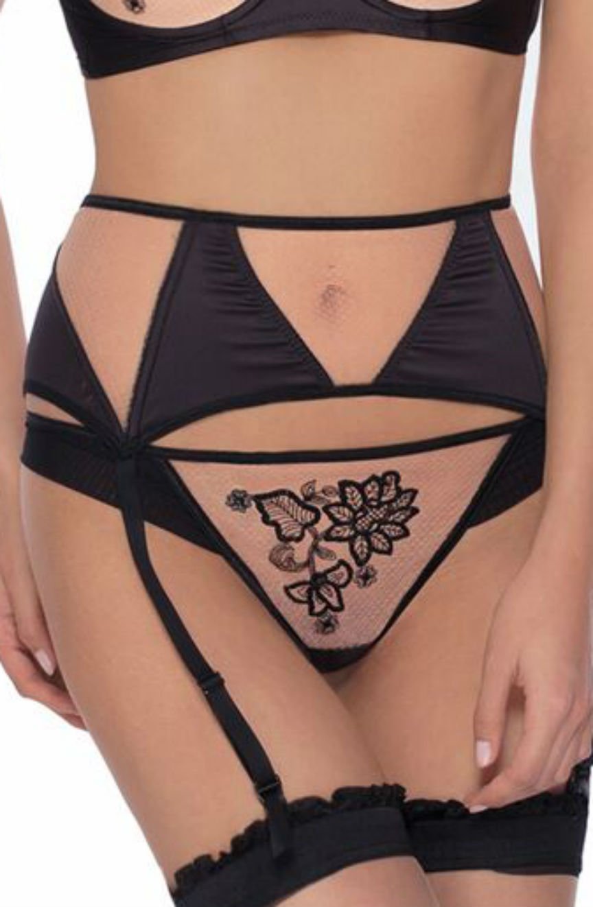 Roza Mehendi Black Suspender Belt