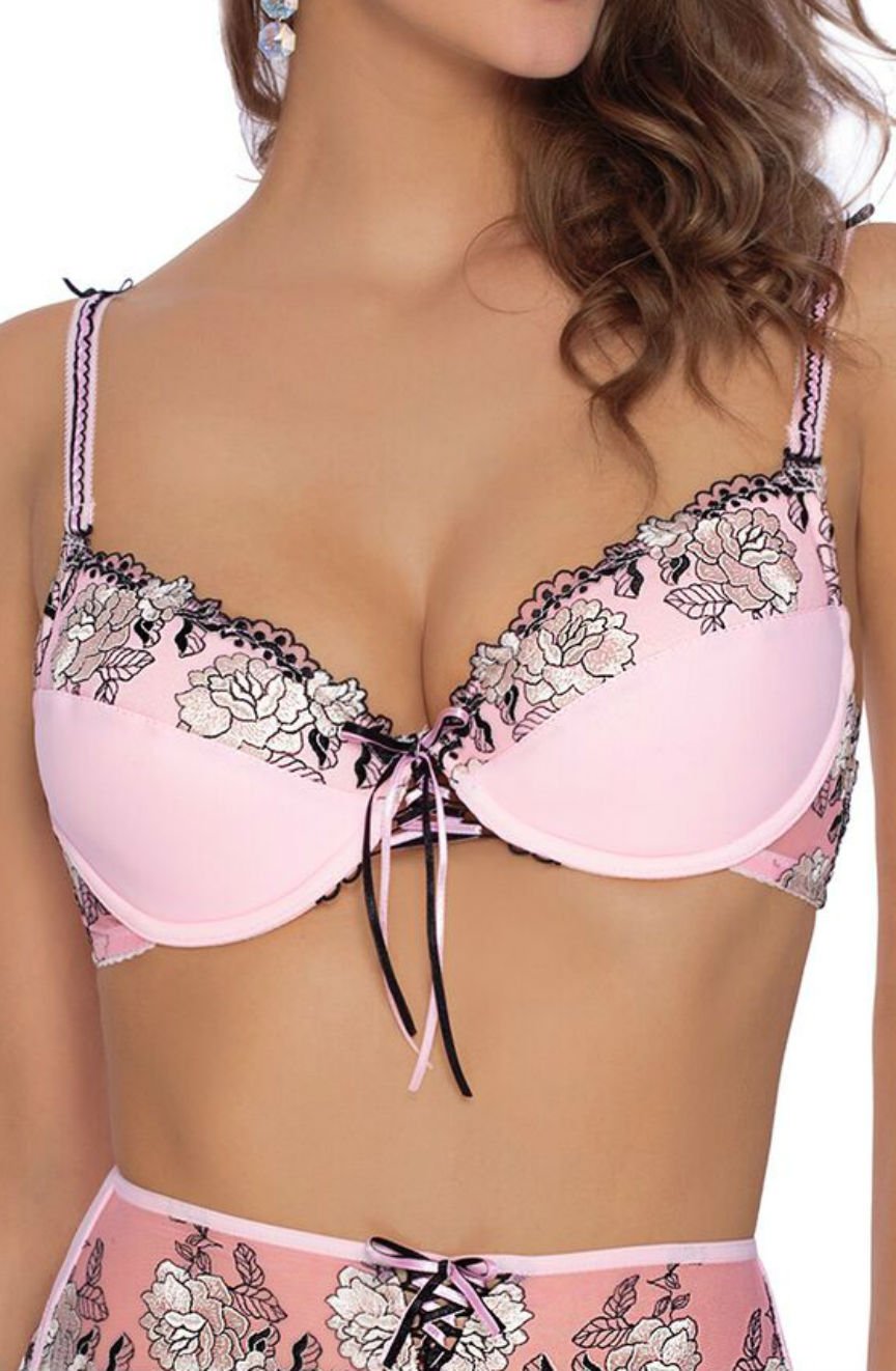 Roza Natali Pink Suspender Floral Bra - view 2