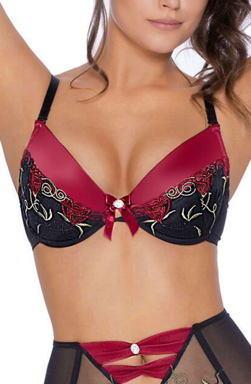 Roza Rufina Black Lace Suspender Push Up Bra - view 2