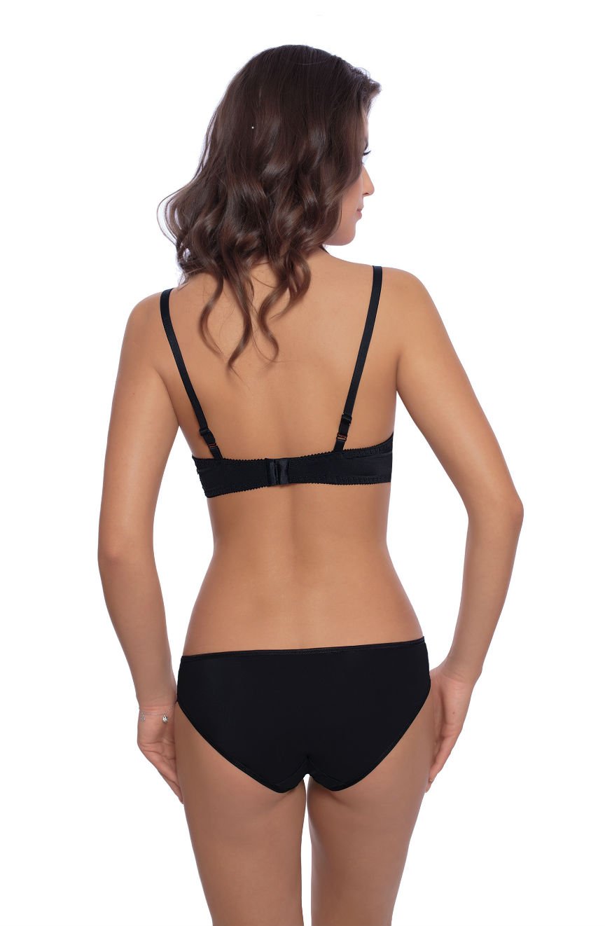Roza Vangelise Black Satin Floral Briefs - view 4