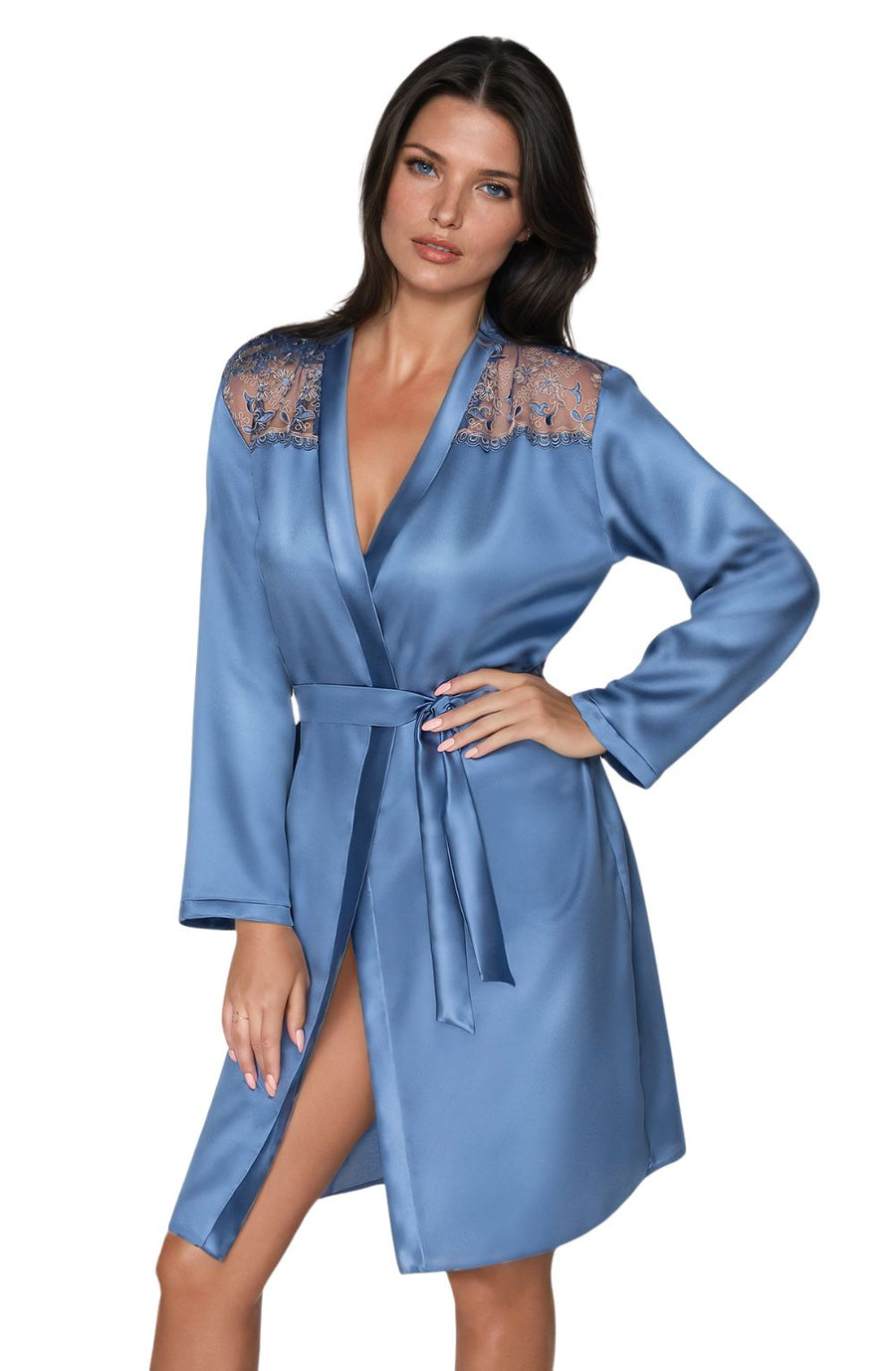 Irall Sapphire Azure Satin Dressing Gown