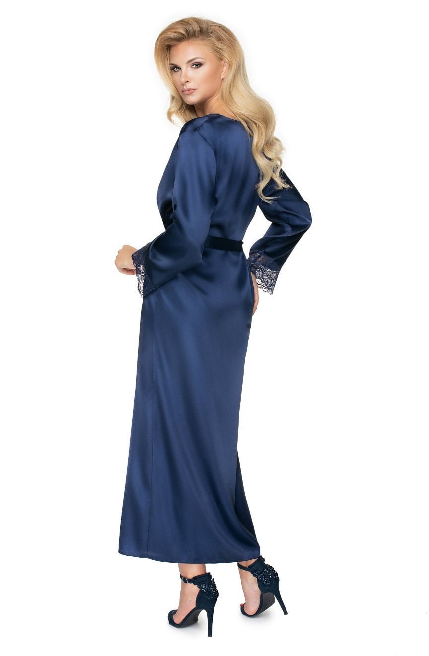 Irall Yoko Navy Blue Lace Dressing Gown - view 2